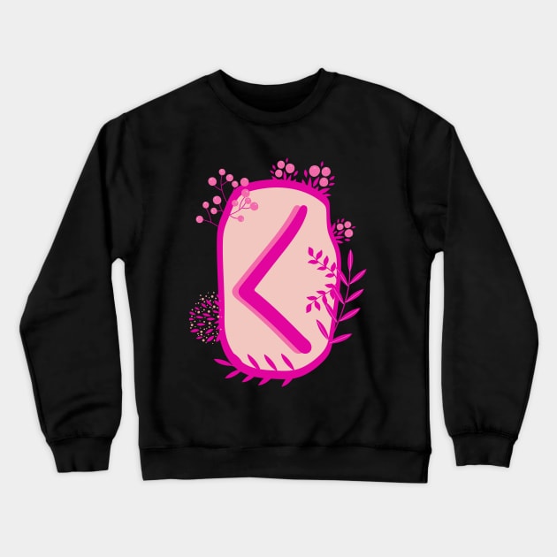 Kenaz Rune Flowery Design Crewneck Sweatshirt by El Onix